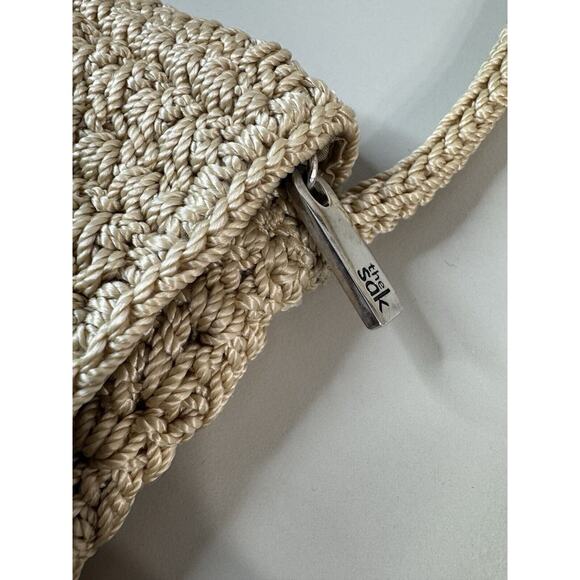 The Sak Mini Purse Crossbody Shoulder Bag Taupe Tan Crochet Boho Y2K Travel - Picture 3 of 12
